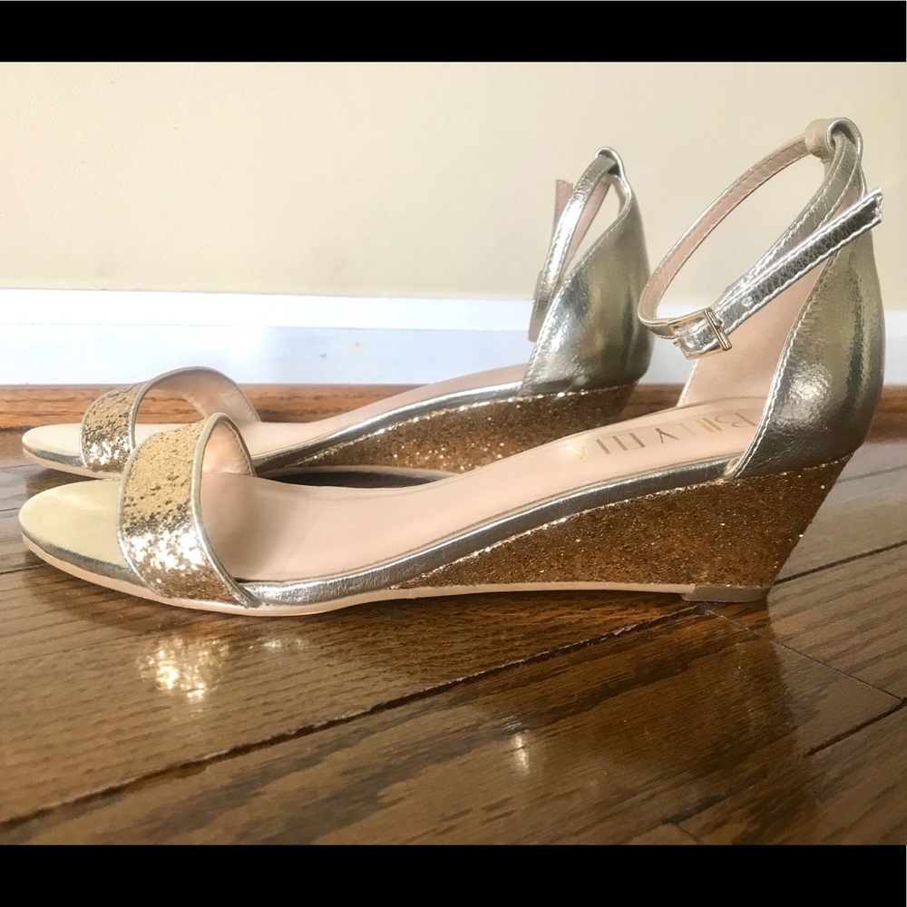 BHLDN Billy Ella Gold Glitter Wedges